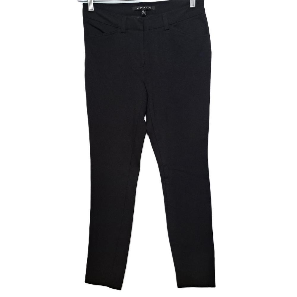 ANDREW MARC Women's Black Slim Leg Ponte Knit Career Dress Pants Size 2
